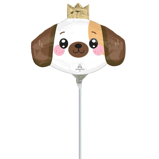 14" Kawaii Puppy Foil Stick Balloon